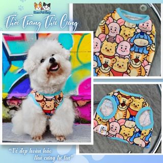 Áo thun thú cưng vải thun gân pooh và những người bạn