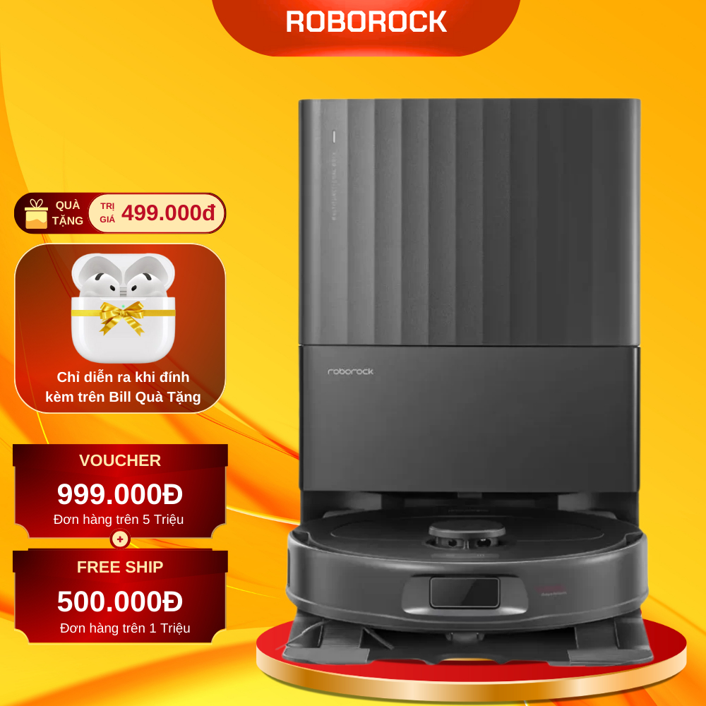 Robot Hút Bụi Lau Nhà Roborock Qrevo 5AE 12.000 Pa, Xòe Giẻ Lau – Bản Quốc Tế