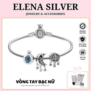  Vòng Tay Bạc Nữ Mix Charm Moments Trăng Khuyết Và Ngôi Sao Lấp Lánh - Tặng Bộ Hộp Đựng Sang Trọng 