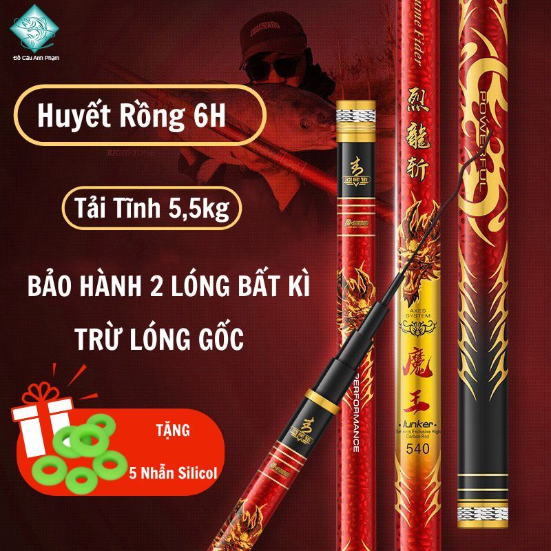 [ TẶNG 5 NHẪN SILICOL ] Cần câu đài biquan huyết rồng 6H tải tĩnh 6kg Kèm Ngọn Phụ Bảo Hành 1 Năm 2 