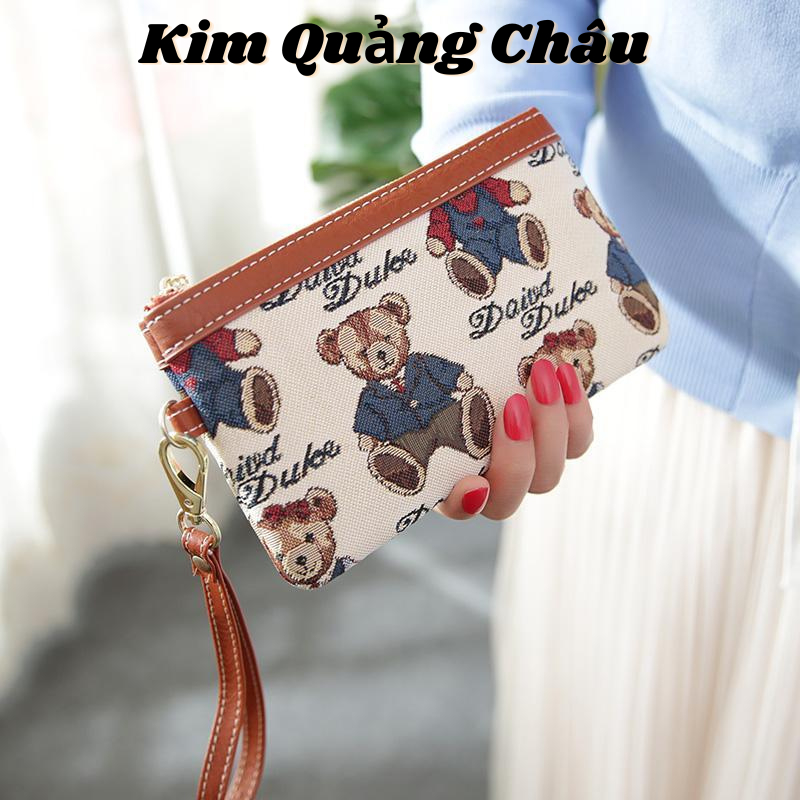 Ví Nữ Dài Mỏng Cầm Tay Sang Chảnh Dễ Thương Dự Tiệc ERANG BEAR Kim0006- Hàng Quảng Châu