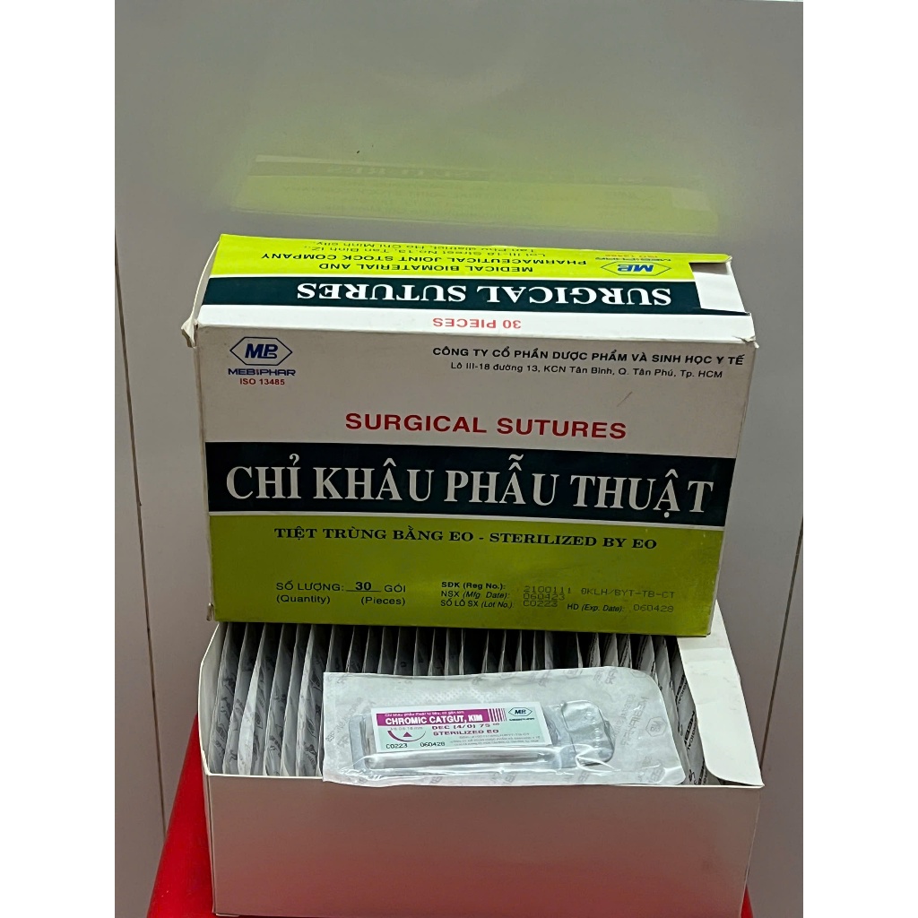 Chỉ tự tiêu Chromic Catgut 4/0 75cm Mebiphar