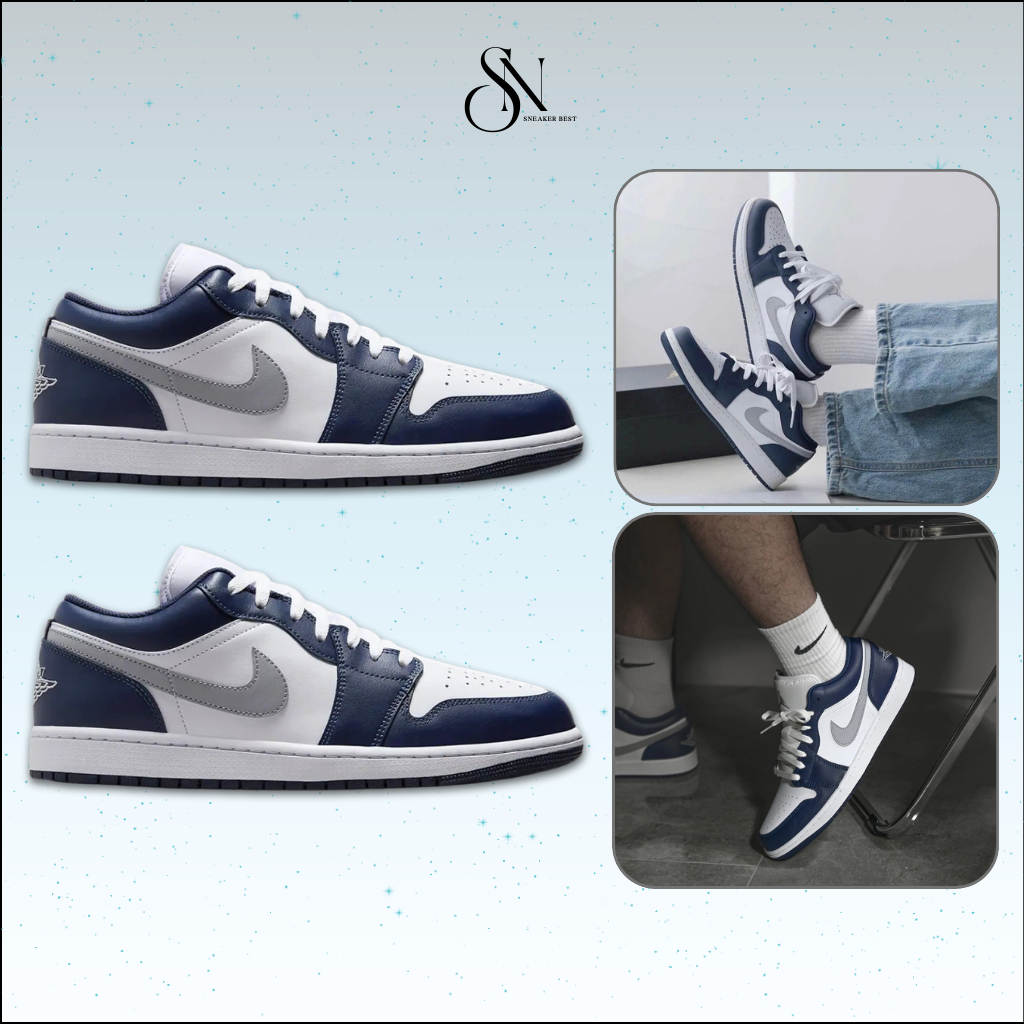 Giày Thể Thao JD1 Low Midnight Navy – Sneaker Unisex Xanh Navy Bản Cao Cấp [Tặng Dây Phụ]