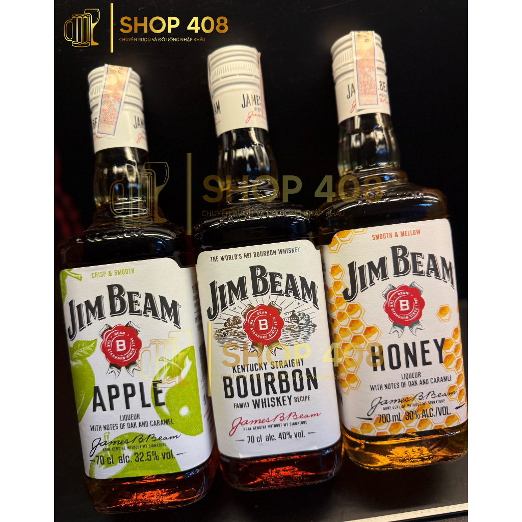 Rượu Jim Beam White/Honey/Apple Whiskey - không hộp