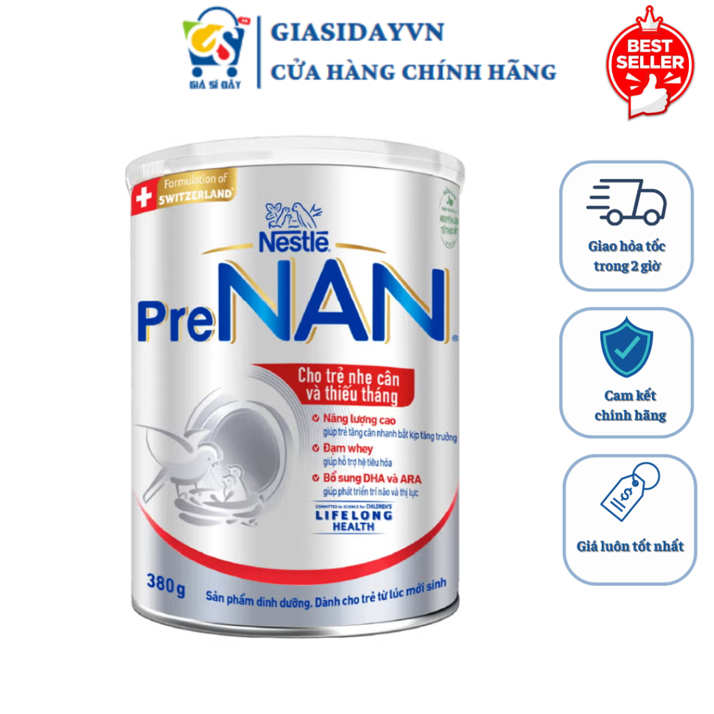 (Date 2027) Sữa Pre Nan Nestle 380g (0M+) Cho Trẻ Nhẹ Cân, Thiếu Tháng - Sữa Bột Công Thức