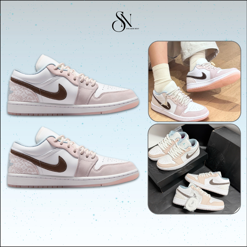 Giày Thể Thao JD1 Low Light Soft Pink – Sneaker Unisex JD Hồng Nhạt Trắng [Tặng Dây Phụ]