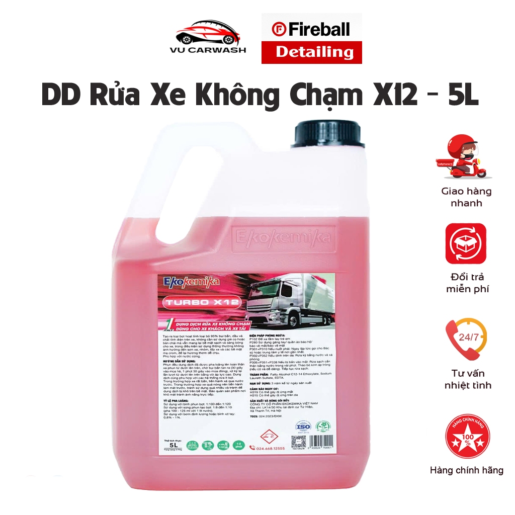 Dung Dịch Rửa Xe Không Chạm Ekokemika Turbo X12 5L - Cho Ô Tô Tải/Xe Khách/Xe Máy, Hương Dễ Chịu
