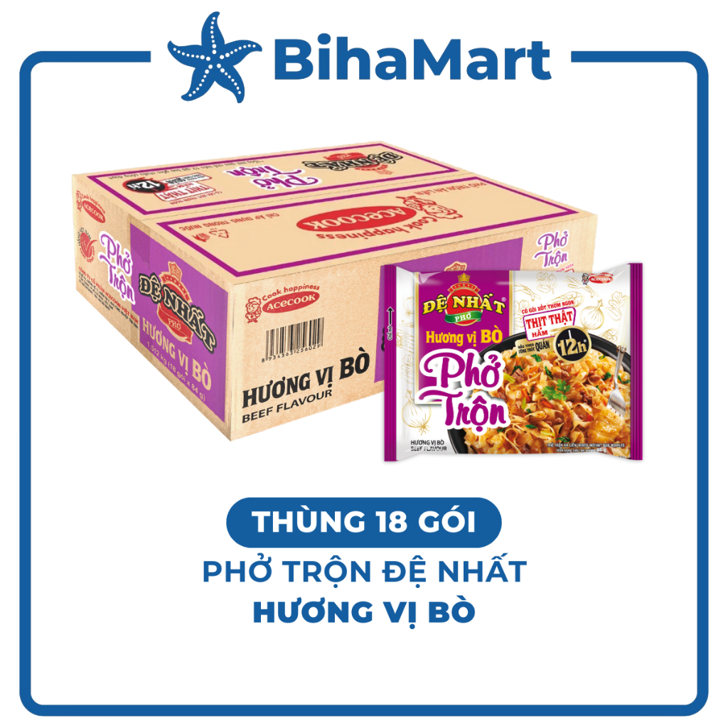 [THÙNG18GÓI]-ACECOOK- Phở trộn Đệ Nhất hương vị Bò, Phở bò trộn Đệ Nhất Phở trộn ăn liền, Phở ăn liề