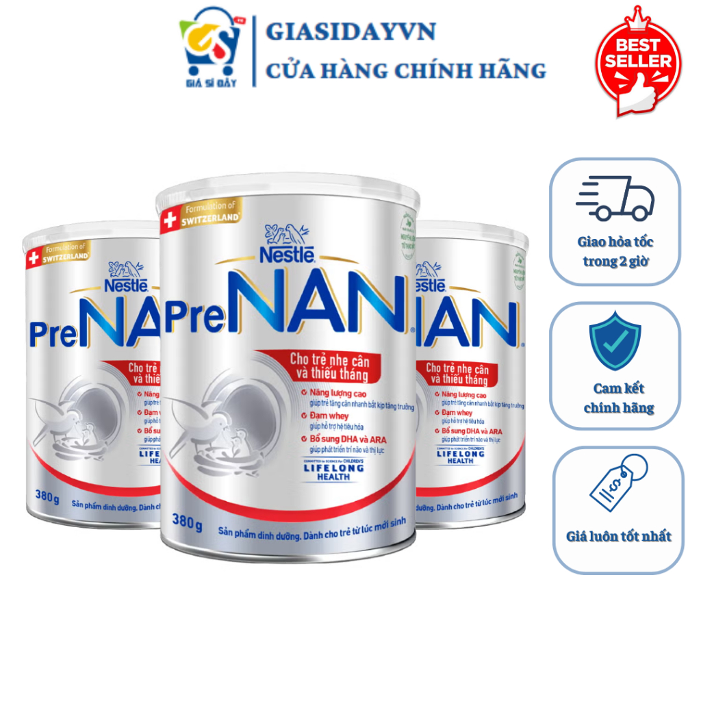 (Exp 2027) Sữa Bột Công Thức Pre Nan Nestle 380g (0M+) Cho Trẻ Nhẹ Cân, Thiếu Tháng