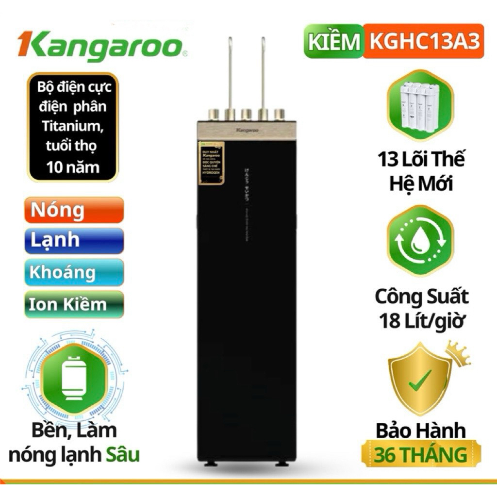 Máy lọc nước Kangaroo KGHC13A3 Sumire Hydrogen ion kiềm nóng lạnh