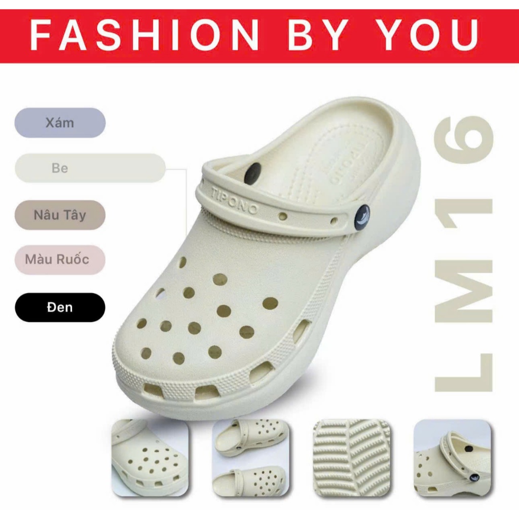 (Chính Hãng) Dép Sục Nữ Tipono LM16 Tặng Kèm 8c Chram Đế Cao 5cm Chất Liệu Eva Chống Trơn Trợt