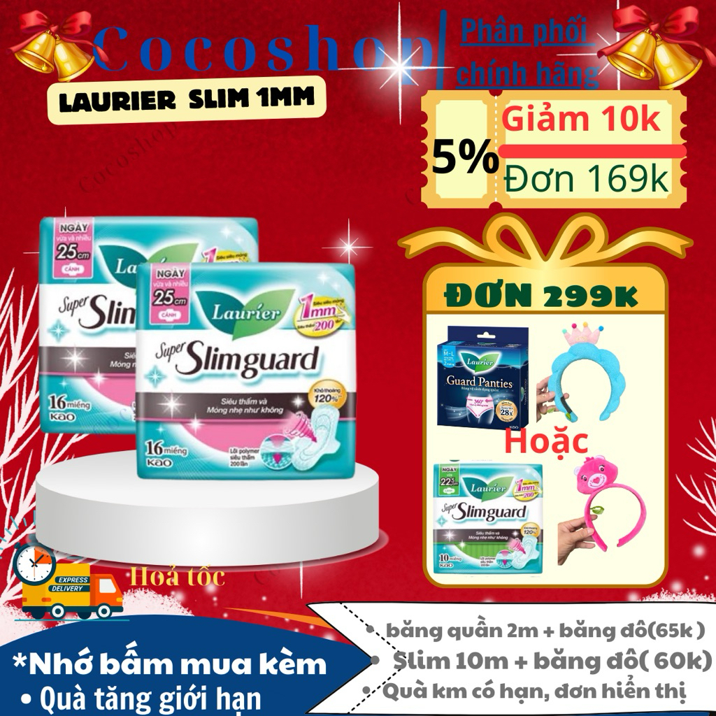 Băng Vệ Sinh Laurier Supper Slimguard  mát 25cm 16 miếng