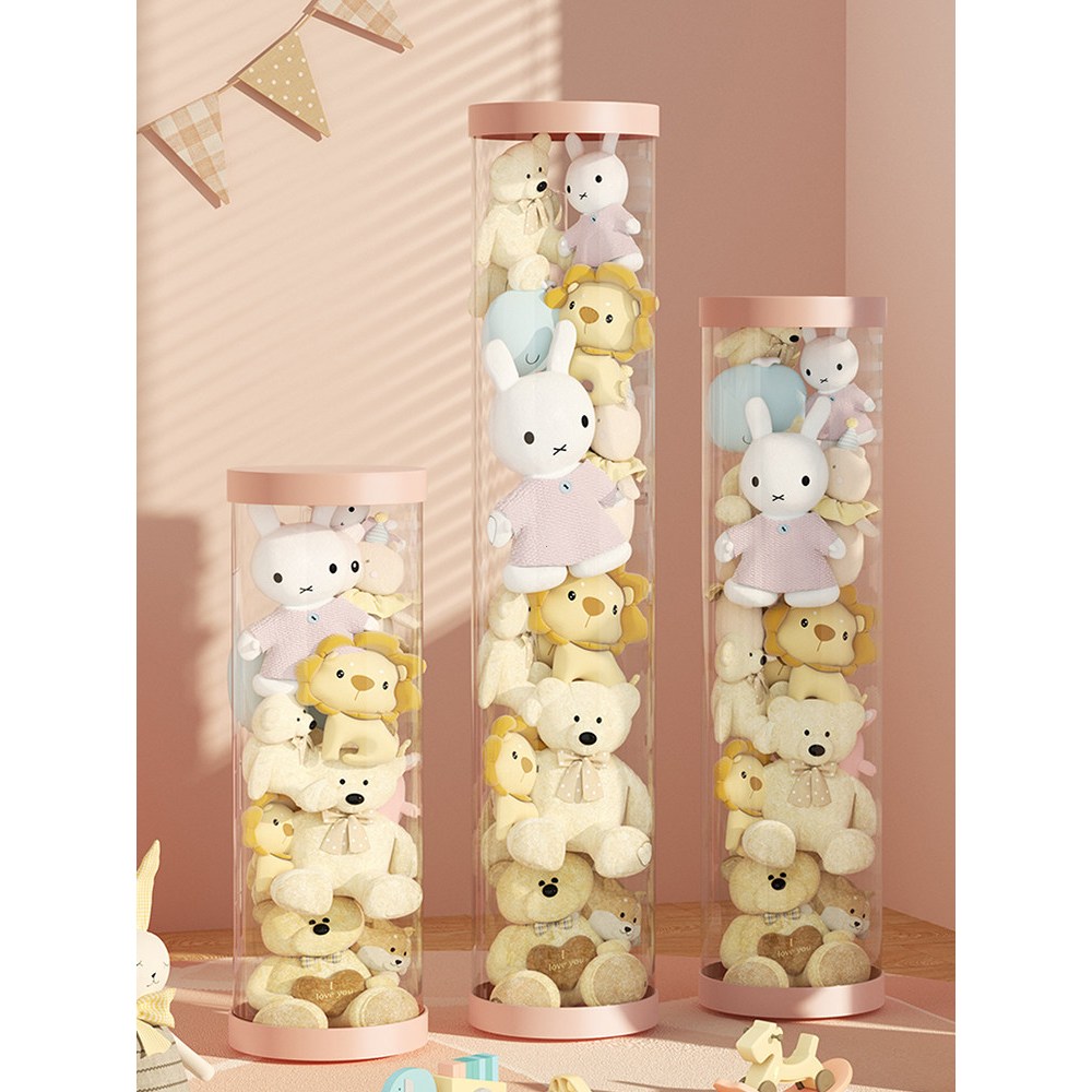 Thùng đựng gấu bông Miaoli, kệ/thùng lưu trữ thú nhồi bông bằng nhựa trong suốt – dụng cụ lưu trữ ti