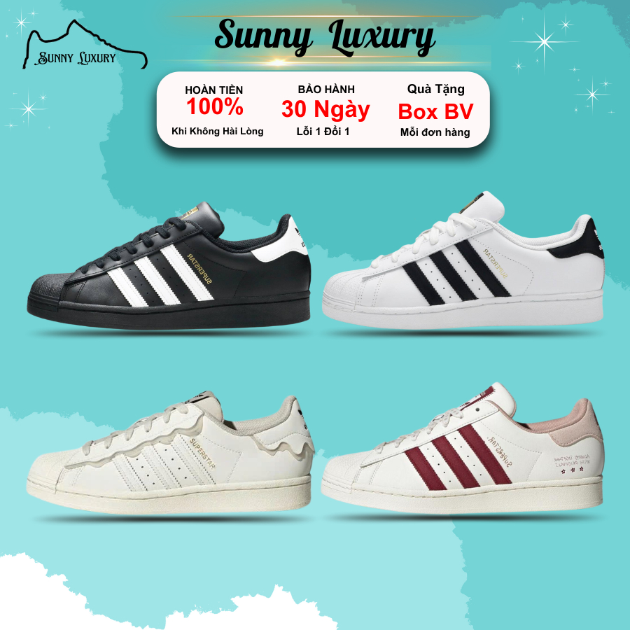 Giày_Adidas Superstar Đen Trắng, Giày Superstar Mũi sò Vintager Bản Cao Cấp
