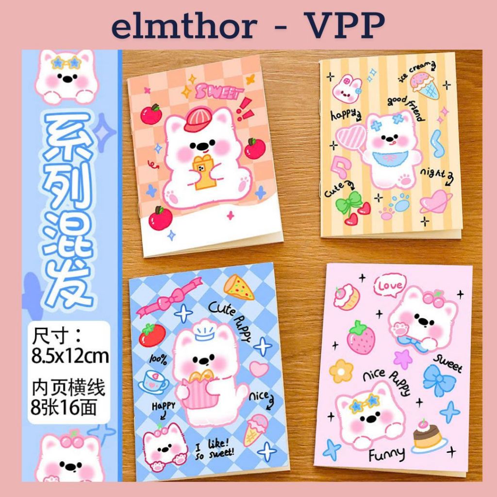 elmthor - VPP Combo 10 Sổ Tay A7 ,Sổ ghi chép Mini A7 hình thỏ,gấu,cappy... dễ thương