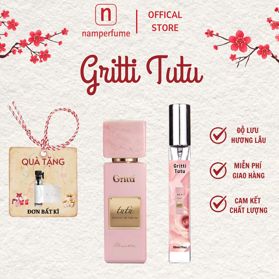 Tinh Dầu Nước Hoa Nữ Chiết Gritti White Collection Tutu NAM PERFUME, Nước Hoa Chiết 10ml Ấn tượng, H
