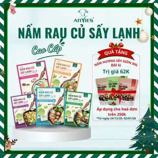  Nấm rau củ sấy lạnh Anvies không gia vị ít calo Chay Healthy nấu nhanh 3 phút 12g Xuất xứ Việt Nam 