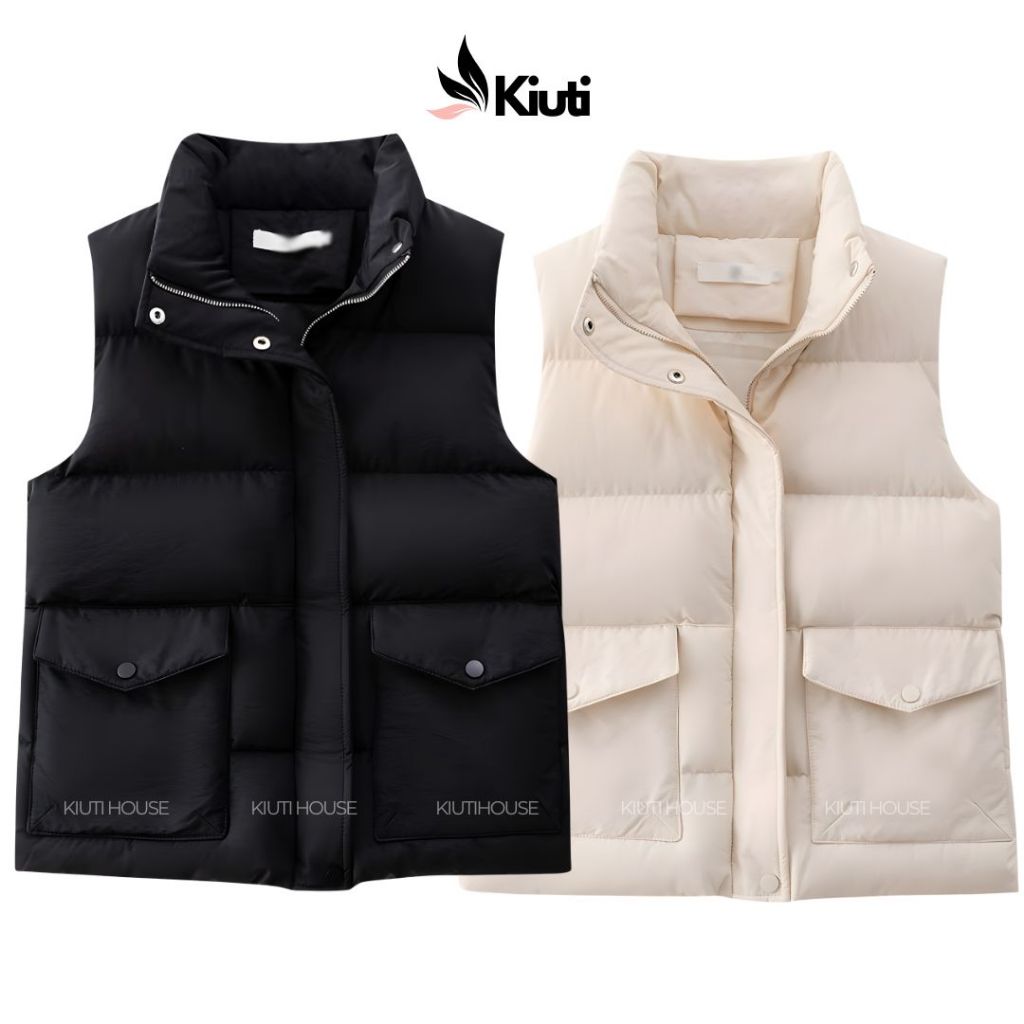 Áo Phao Gile Nam Puffer Soft Boy Phố Kiuti Áo Gile Nam Áo Khoác Phao Cộc Tay Nam Túi Hộp Thu Đông
