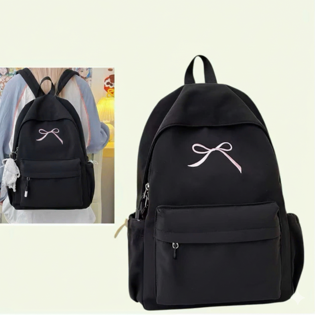 Balo nam Balo đi học nữ phong cách ulzang đẹp cá tính nhiều ngăn đựng laptop đi chơi nơ( không kèm gấu bông )