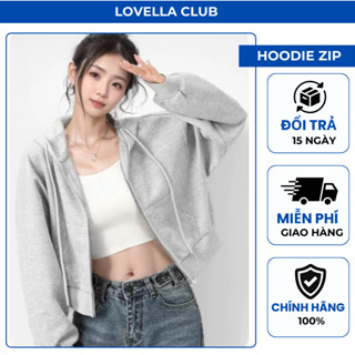   MỚI 2025  Áo Khoác Nỉ Hoodie Zip Crotop Trơn Form Rộng Unisex Áo khoác hoodie zip dáng ngắn 