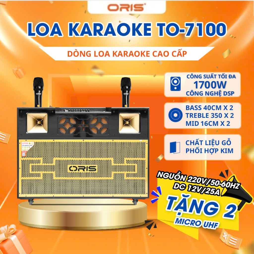 Loa Karaoke Di Động Oris TO 7100 Công Suất 1700W, Loa Kéo Karaoke Tích Hợp Bo Mạch DSP Đỉnh Cao - OR