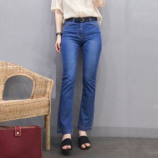  Quần Jean Nữ Ống Đứng Loe Nhẹ Fujiwa'Style - OL. Gấu May Lai Lưng Ngang Rốn. Size Từ 42kg - 70kg 