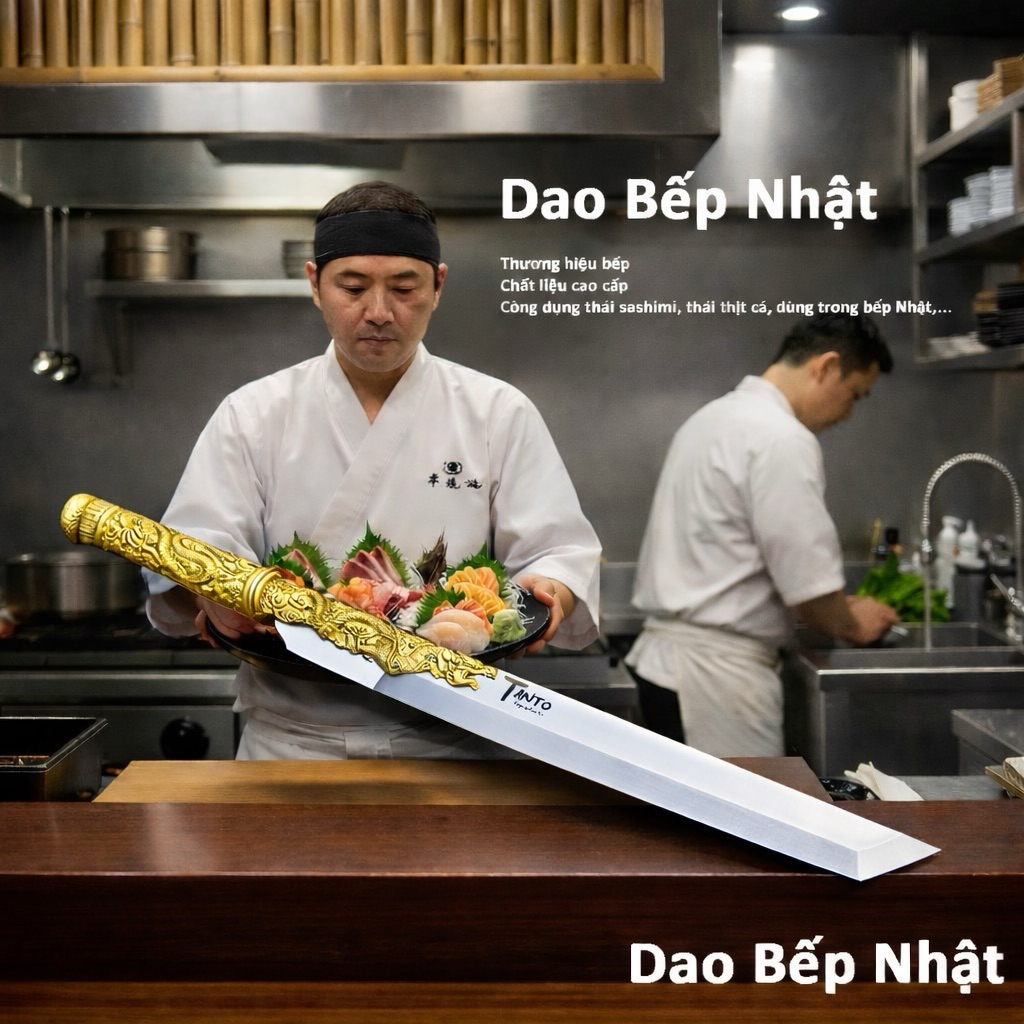 Dao Tanto Rồng phi lê cắt thái thực phẩm cá hồi sashimi thép không gỉ cao cấp dao bếp Nhật cao cấp