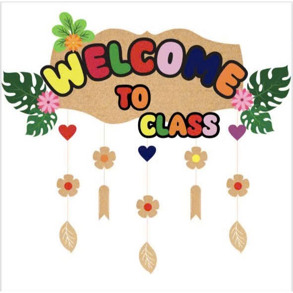Set Trang trí treo cửa lớp WELCOME TO CLASS chất liệu nỉ dày dặn kích thước 65x85