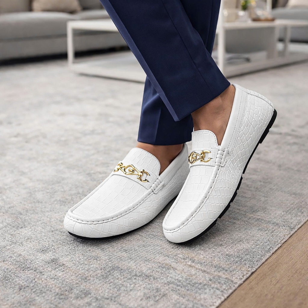 Giày Lười Da Bò Nam Da Thật Fujiwa - T2373. Da Thật Nguyên Miếng, Được Đóng Thủ Công. Size 38 - 43