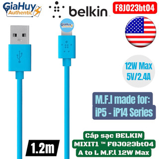 Cáp sạc belkin mixit↑™ f8j023bt04 a to l chuẩn m.f.l công suất 12w max, 480mbps - chiều dài 1.2m