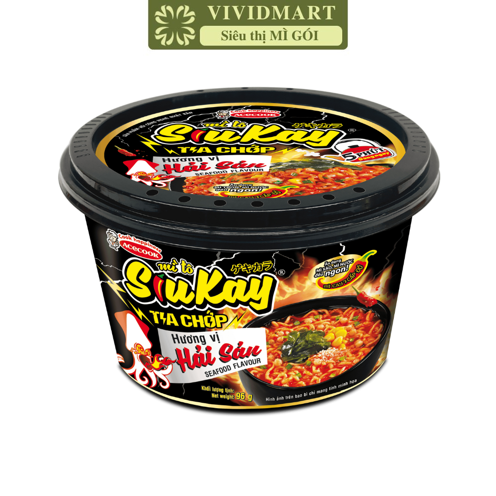 [TÔ LẺ] - ACECOOK - Mì tô Siukay Tia Chớp hương vị Hải sản, Mì Siukay tô hải sản, Mì Siukay Tia Chớp