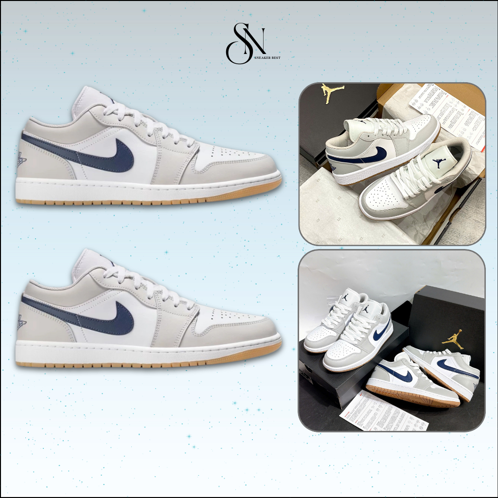 Giày Thể Thao JD1 Low Georgetown – Sneaker Unisex Xám Trắng Bản Cao Cấp [Tặng Dây Phụ]