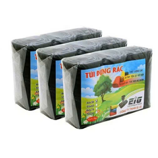 Bịch 3 cuộn túi đựng rác đen size 55x65 cm