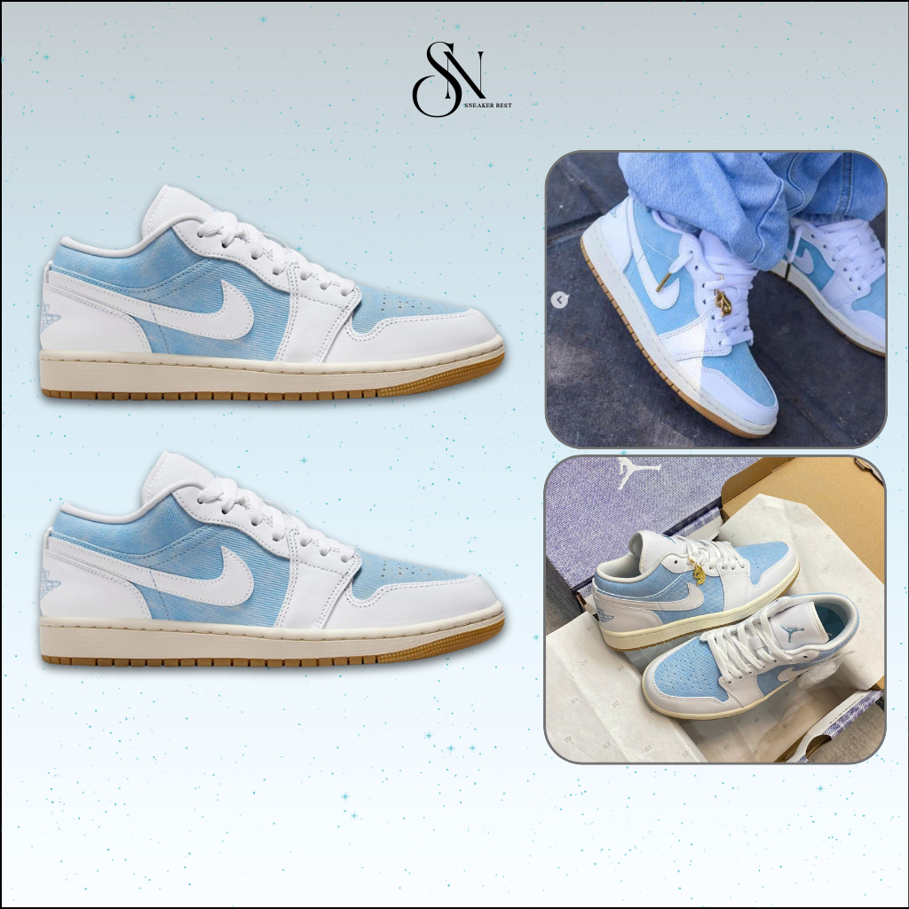 Giày Thể Thao JD1 Low Denim Xanh – Sneaker Unisex JD Xanh Bò Cá Tính Cao Cấp [Tặng Dây Phụ]