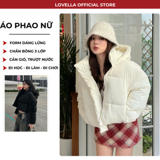  Áo Khoác Phao Croptop Nữ LOVELLA Dáng Ngắn Siêu Phồng Hàn Quốc Dày Dặn Giữ Ấm Đi Học Đi Chơi Mùa Đông 