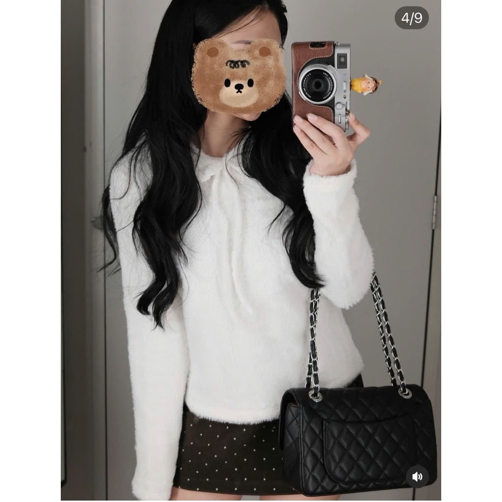 [A0.286] Áo Len Trắng Lông Thỏ Cổ Sen Bèo Mềm Mượt Siêu Xinh | BigBuy360 - bigbuy360.vn