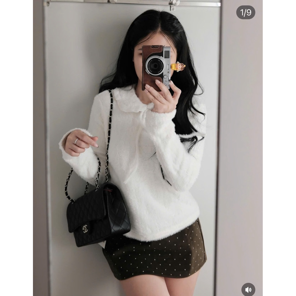 [A0.286] Áo Len Trắng Lông Thỏ Cổ Sen Bèo Mềm Mượt Siêu Xinh | BigBuy360 - bigbuy360.vn