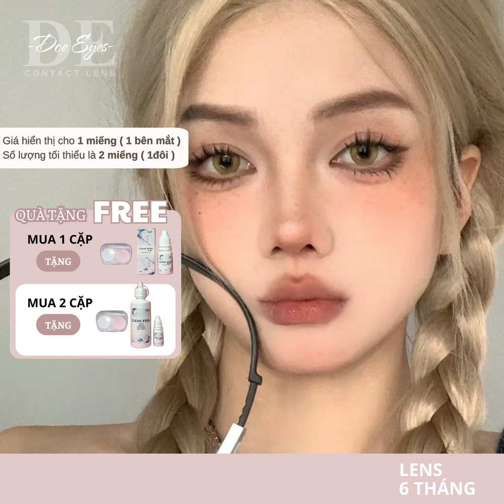 [DEAL SỐC]  Kính áp tròng DOE EYES XAVIA BROWN - 1 CHIẾC (TƯƠNG ỨNG 1 BÊN MẮT) - có độ 0-7.00