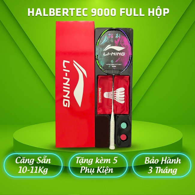Vợt Cầu Lông Lining Halbertec 9000 Căng Sẵn Cước 11kg Tặng Kèm Quấn Cán Túi Đựng Và Phụ Kiện