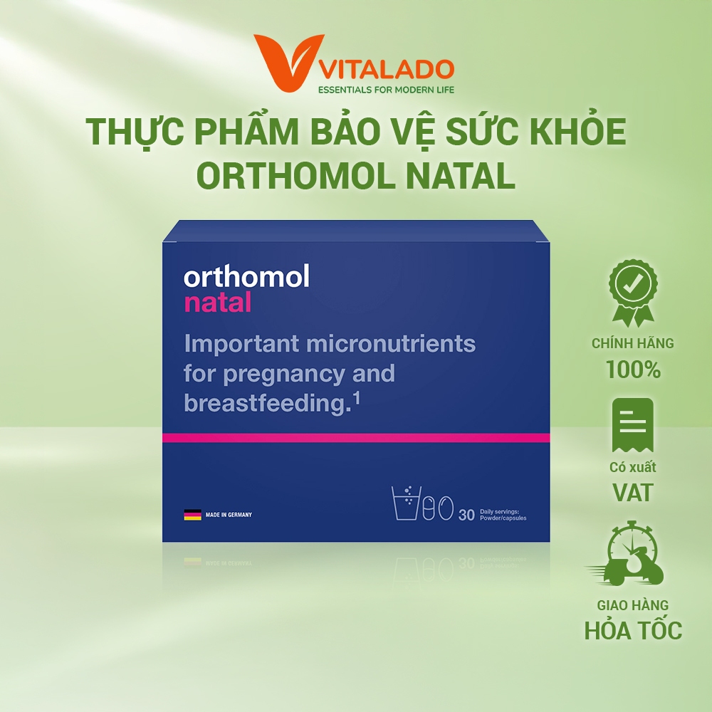 [12.2026 NK] Vitamin mẹ bầu Orthomol Natal Đức hỗ trợ bổ sung men vi sinh tăng cường sức khoẻ
