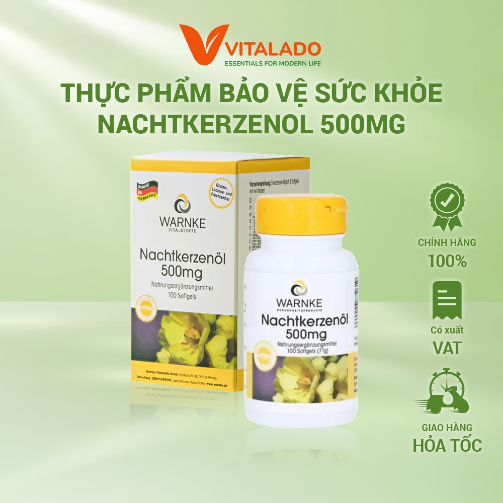 [7/2028] Tinh Dầu Hoa Anh Thảo Đức Warnke Nachtkerzenöl 500mg -100 viên cân bằng nội tiết tố nữ, tăn