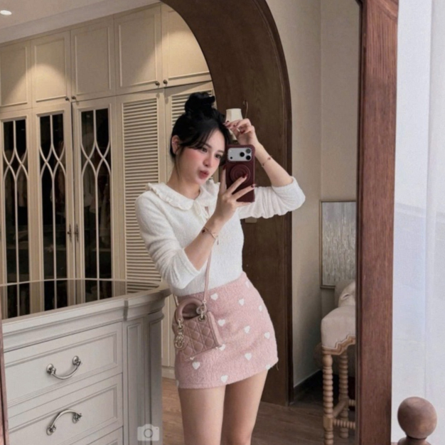 (Hàng Sẵn L1) Áo Thun Lông Mịn Cổ Bèo Nơ Tiểu Thư”Serena White” – Form Xinh Chuẩn Hàn dành Cho Nữ | BigBuy360 - bigbuy360.vn