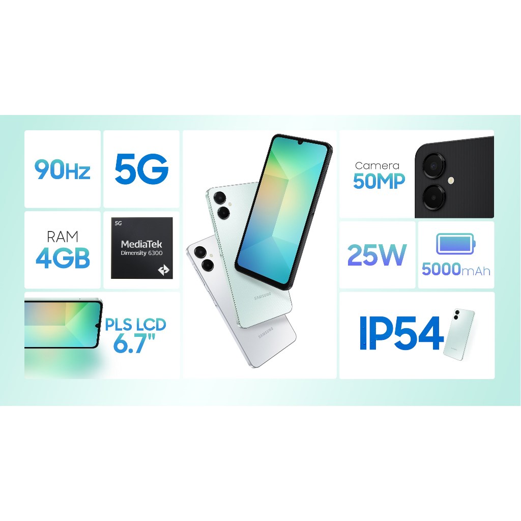 (KOL) Điện thoại Samsung Galaxy A06 5G 4GB| 128GB, Màn hình 6,7" 90Hz- MediaTek Dimensity 6300 - 5000mAh| Bảo hành 2 năm | BigBuy360 - bigbuy360.vn