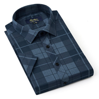  Áo Sơ Mi Nam Công Sở Trung Niên Anton Màu Xanh Than Ngắn Tay Họa Tiết Kẻ Caro Thoáng Mát Thấm Hút Mồ Hôi - NC130 