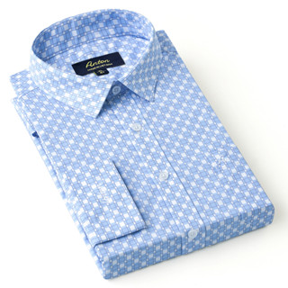  Áo Sơ Mi Nam Công Sở Trung Niên Thương Hiệu Anton Màu Xanh Họa Tiết Caro Trắng Nhỏ Sọc Đen Dài Tay - AC27 