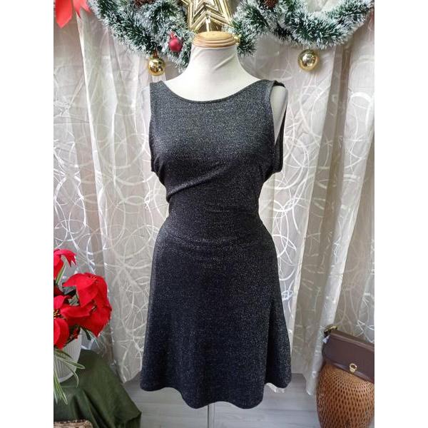 DIVIDED H.M thanh lý - Đầm sát nách chỉ bạc muối tiêu bymo - SIZE S