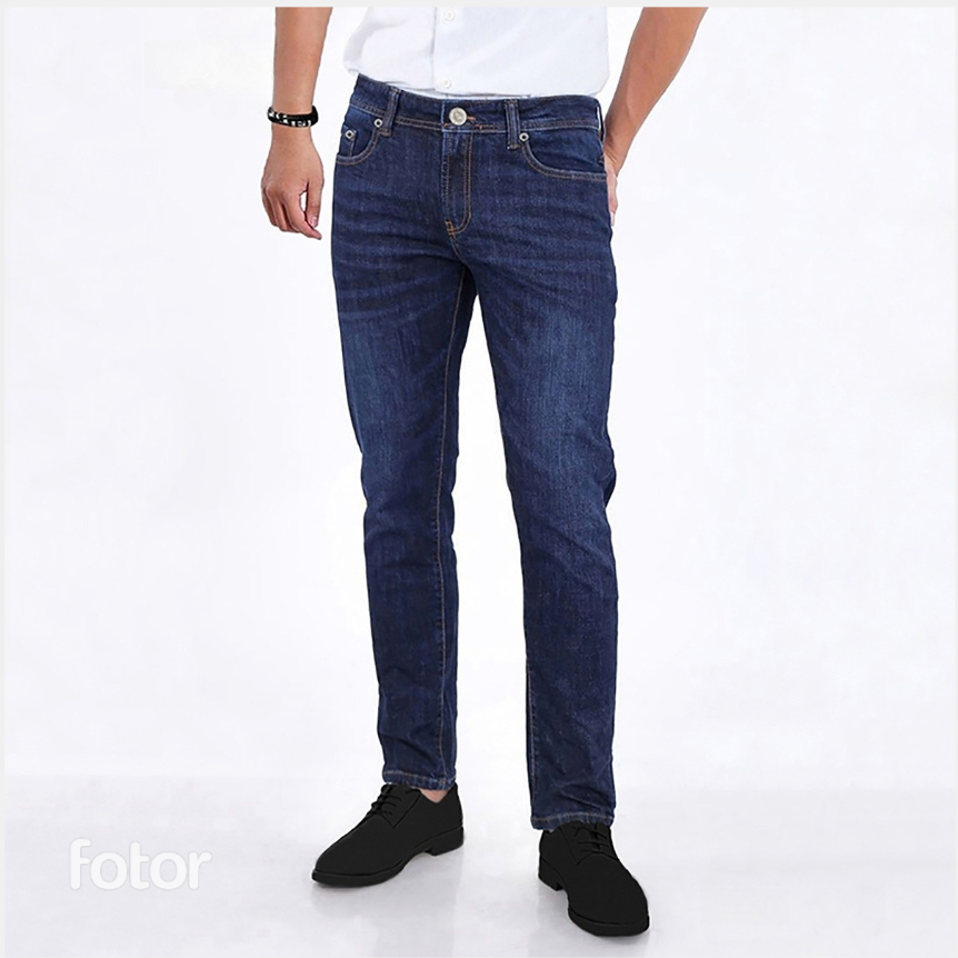 Quần Jean Nam Dài Fujiwa'Style - J29. Ống Đứng Không Ôm. Gấu Được May Lai. Size Từ 54kg - 84kg
