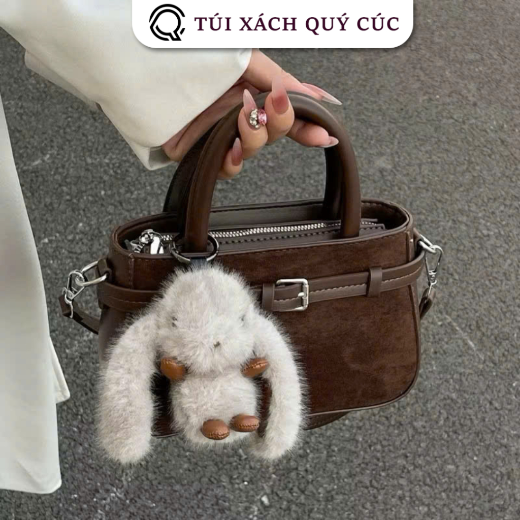( Deal Mở Bán ) Kèm Móc Thỏ RABBIT Túi Xách Nữ Da Lộn Lót Vải hàng đẹp đeo vai đeo chéo thời trang đi chơi đi tiệc TX99