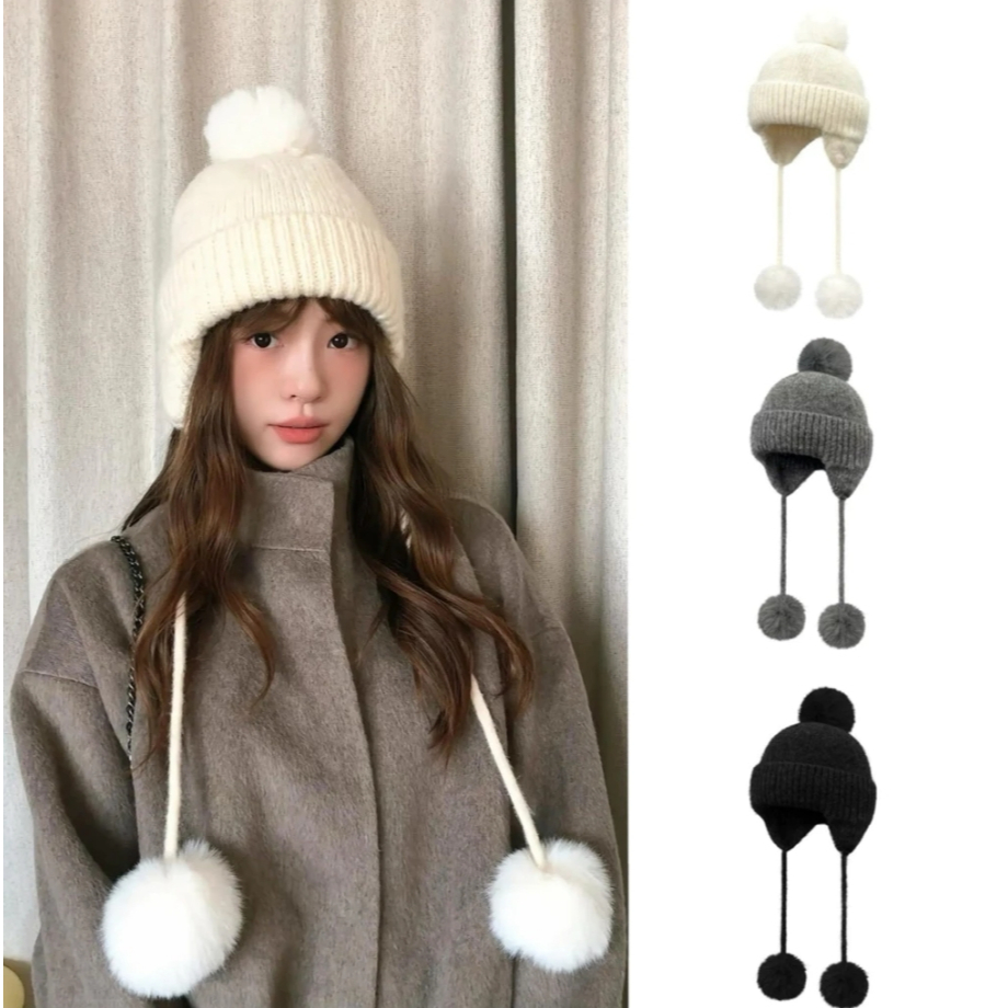 Mũ len FEVER STUDIO knit beanie dễ thương đáng yêu nhiều màu phong cách Hàn Quốc Y2K hot trend 2025