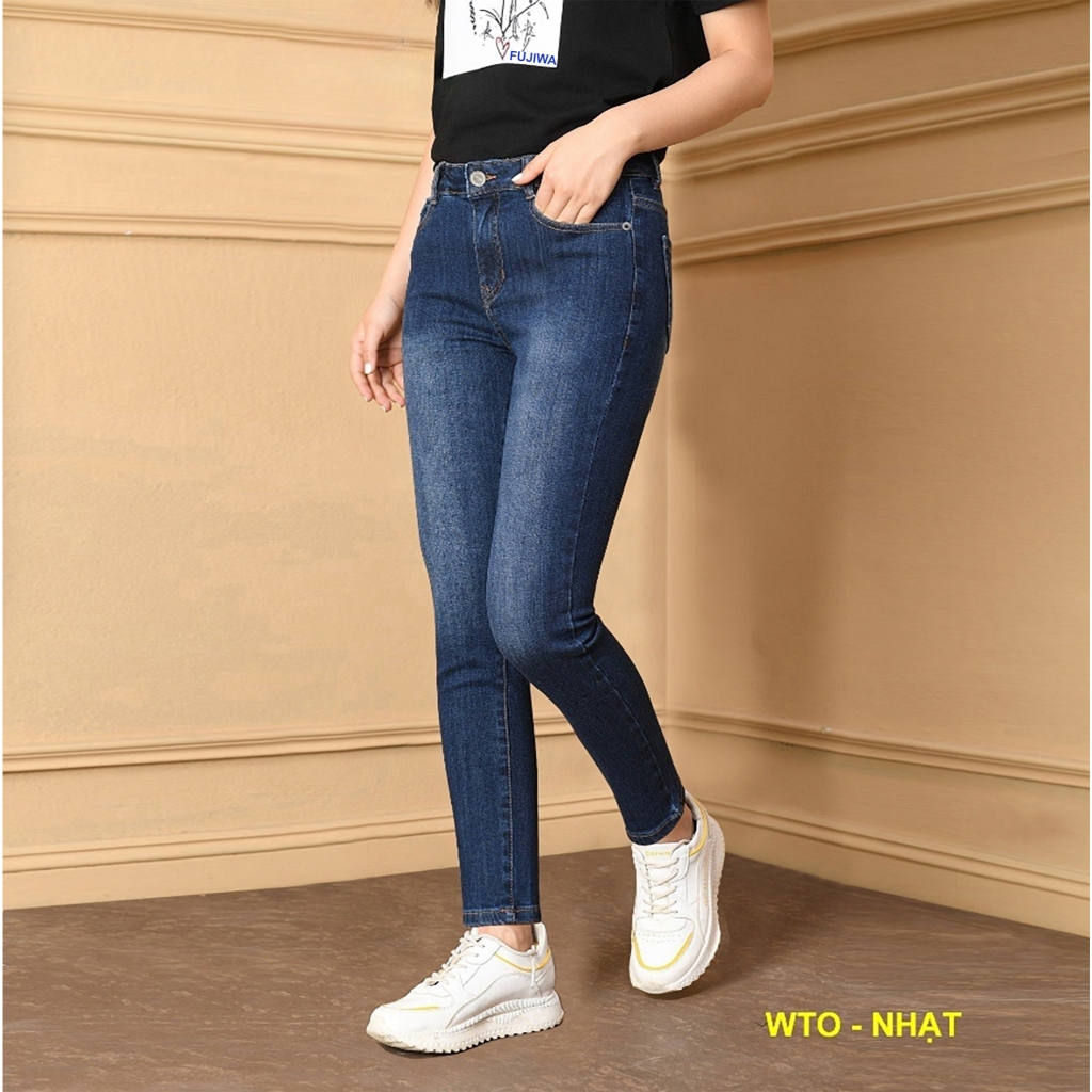 Quần Jean Nữ Đẹp Fujiwa'Style - WTO. Lưng Ngang Rốn, Ống Đứng Hơi Ôm. Size Từ 42kg - 70kg